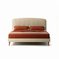Tweepersoonsbed met stoffen bekleding en houten poten 200 x 160 cm bruin