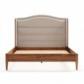 Houten bedframe met gestoffeerde hoofdbord en afmetingen 200 x 160 x 100 cm