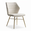 Stoel met metalen poten en bekleding van stof in crème kleur 45 x 50 x 85cm
