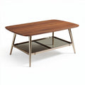 Luxe salontafel van teakhout met glazen onderblad 120 x 60 x 45cm