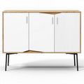 Dressoir met drie deuren van wit MDF en eikenhout 80 x 40 x 80cm