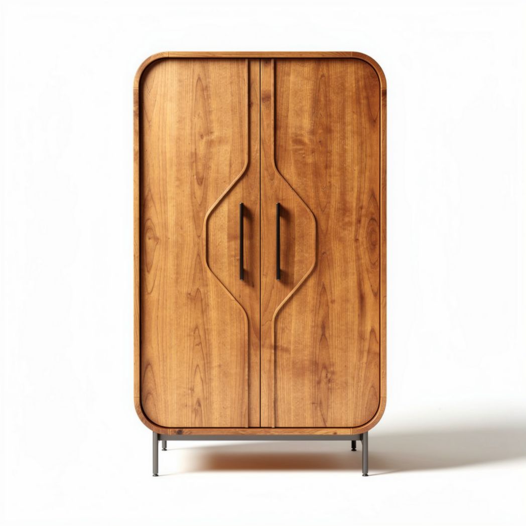 Houten kast met metalen poten 80 x 40 x 130cm voor opslag en decoratie