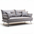 Grijze stoffen bank met vier kussens en metalen poten 200 x 90 x 85cm